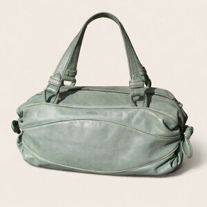 Billy Bag Sage Green Leather Boston Satchel Bag w/ Bow Ends | Made in England
